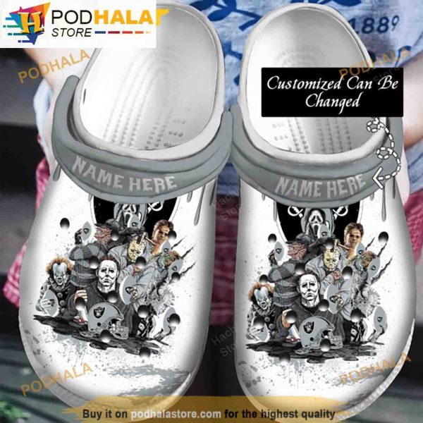 Personalized Football Horror Movie Characters Raiders 3D Funny Crocs