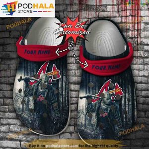 Personalized Friday The 13th Jason 3D Funny Crocs, Atlanta Braves Gifts
