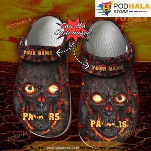 Personalized Green Bay Packers 3D Funny Crocs, Skull Lava Halloween