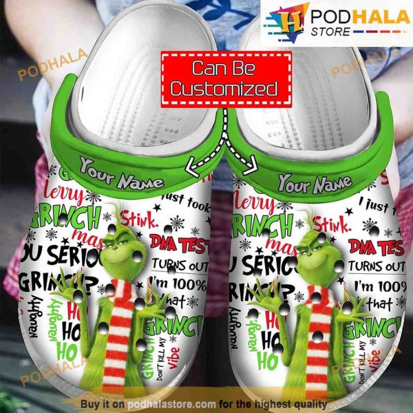 Personalized Green Grinch Christmas 3D Funny Crocs