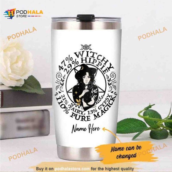 Personalized Halloween Witch Percentage White Custom Coffee Tumbler