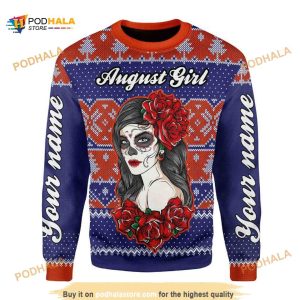 Personalized Holiday Funny Christmas August Girl Funny Ugly Sweater