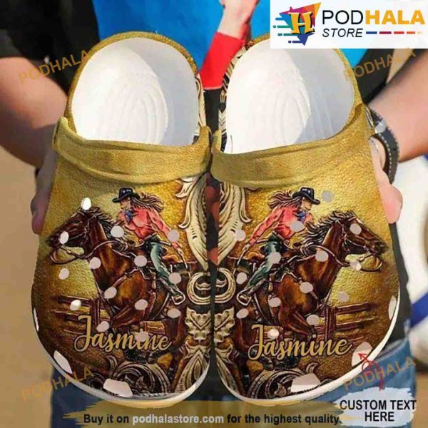 Personalized Horse Racing Girl 3D Funny Crocs