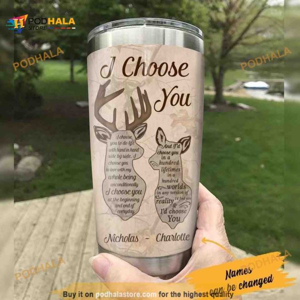 Personalized Hunting Husband Wife I Choose You Custom Coffee Tumbler