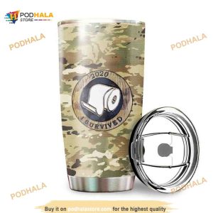 Personalized I Survived Toilet Paper Camo Custom Coffee Tumbler
