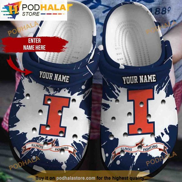 Personalized Illinois Fighting Ncaa Football 3D Funny Crocs