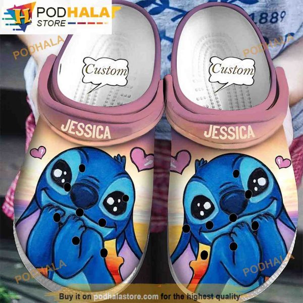 Personalized In Love Stitch 3D Funny Crocs Clog Shoes