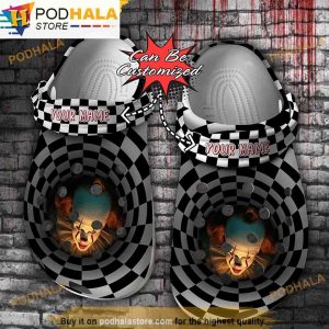 Personalized It Pennywise 3D Funny Crocs Halloween, Checkered Tunnel