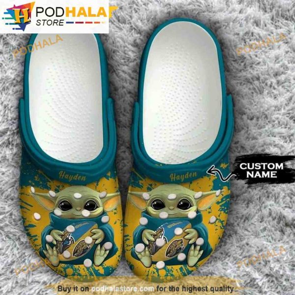 Personalized Jacksonville Jaguars NFL Baby Yoda 3D Funny Crocs