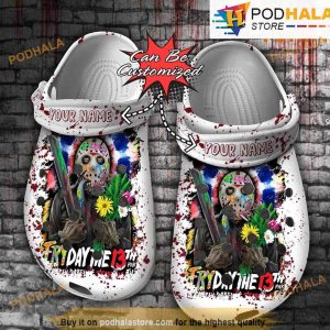 Personalized Jason Voorhees 3D Funny Crocs Halloween, Tie Dye Floral Clogs Shoes