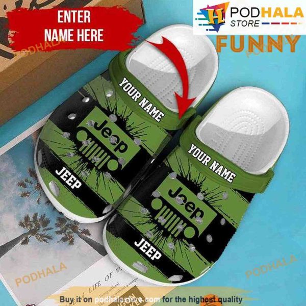 Personalized Jeep Green 3D Funny Crocs