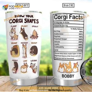 Personalized Know Your Corgi Shapes Corgi Facts Custom Coffee Tumbler