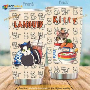Personalized Languid Kitty Gift Travel Custom Coffee Tumbler