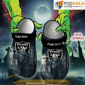 Personalized Las Vegas Raiders 3D Funny Crocs Halloween, Friday The 13th Clogs Shoes