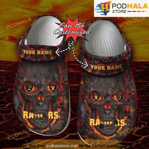 Personalized Las Vegas Raiders 3D Funny Crocs, Skull Lava Clog Shoes