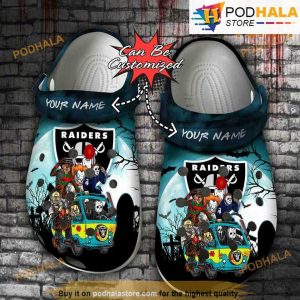 Personalized Las Vegas Raiders Clog Shoes, Scary Movie Villains Halloween 3D Funny Crocs