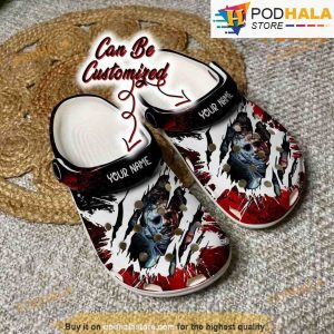 Personalized Leatherface Mask Clog Shoes, Halloween 3D Funny Crocs