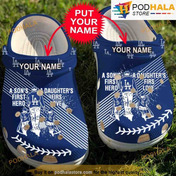Personalized MLB Los Angeles Dodgers 3D Funny Crocs Dad And Son Daughter