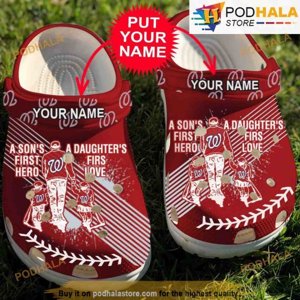 Personalized MLB Washington Nationals 3D Funny Crocs Dad And Son Daughter