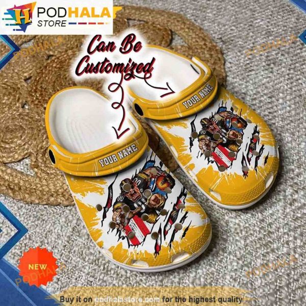 Personalized Mascot Pittsburgh Steelers 3D Funny Crocs Slippers