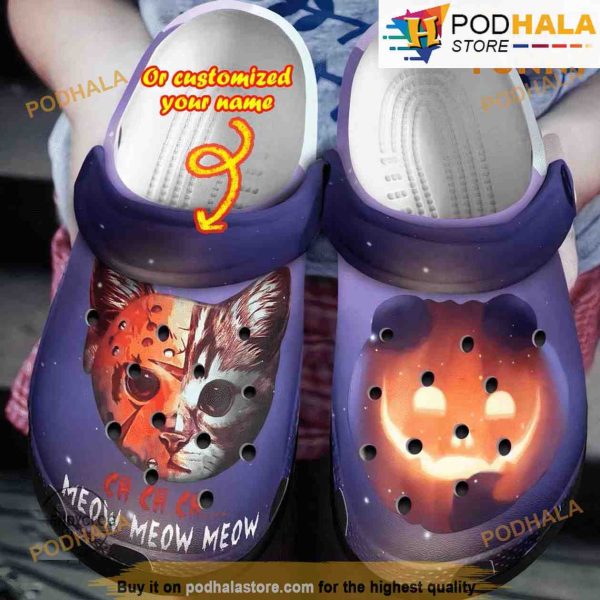 Personalized Meow Cat 3D Funny Crocs Halloween