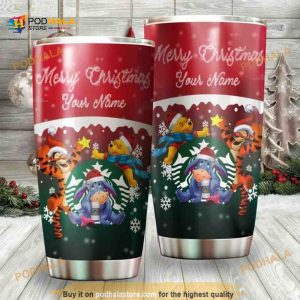 Personalized Merry Christmas Bear Winnie The Pooh Custom Coffee Tumbler