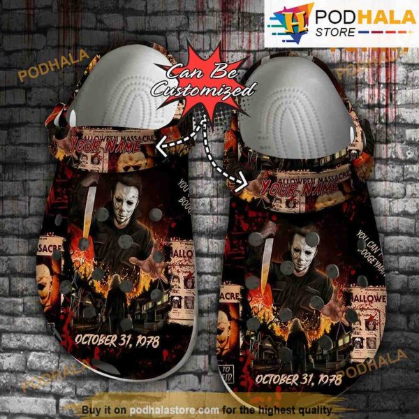 Personalized Michael Myers 3D Funny Crocs Halloween, Horror Movie Clog Shoes