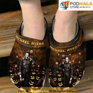 Personalized Michael Myers Pumpkin 3D Funny Crocs, Halloween Night