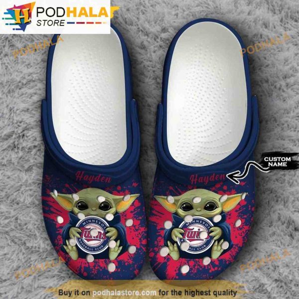 Personalized Minnesota Twins Baby Yoda 3D Funny Crocs