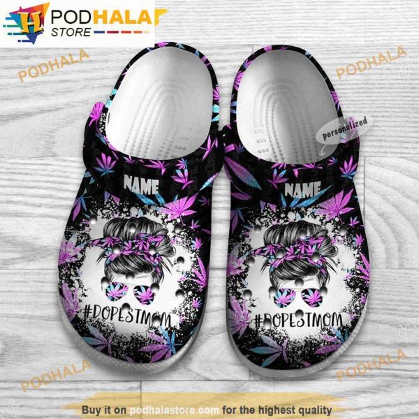 Personalized Mom Purple Weed 3D Funny Crocs