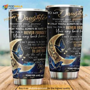 Personalized Mom To Daughter Moth Gift Travel Custom Coffee Tumbler