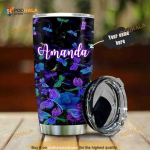 Personalized Moth Neon Gift Travel Custom Coffee Tumbler