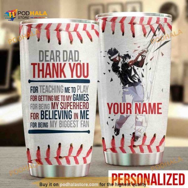 Personalized Name Baseball Dad Gift Ideas For Dad Custom Coffee Tumbler