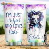 Personalized Name Cat Im Just A Girl Who Loves Cats Custom Coffee Tumbler