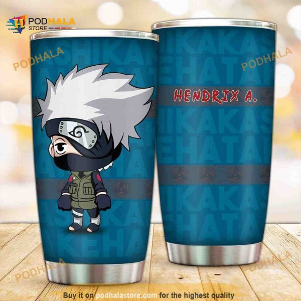 Personalized Name Chibi Kakashi Naruto Anime Custom Coffee Tumbler