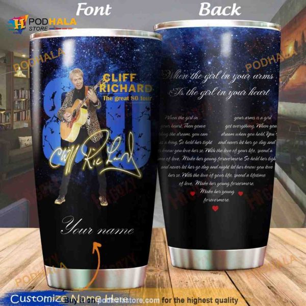 Personalized Name Cliff Richard Band Gift Travel Custom Coffee Tumbler