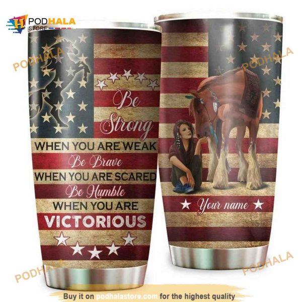 Personalized Name Cow Girl Gift For Horse Lover Day Travel Custom Coffee Tumbler