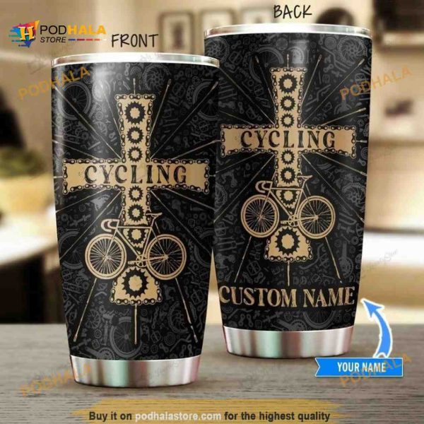 Personalized Name Cycling Cross Gift Travel Custom Coffee Tumbler