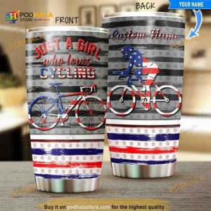 Personalized Name Cycling Just A Girl Who Loves Custom Coffee Tumbler