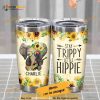 Personalized Name Hippie Elephant Stay Trippy Little Sunflower Travel Tumbler