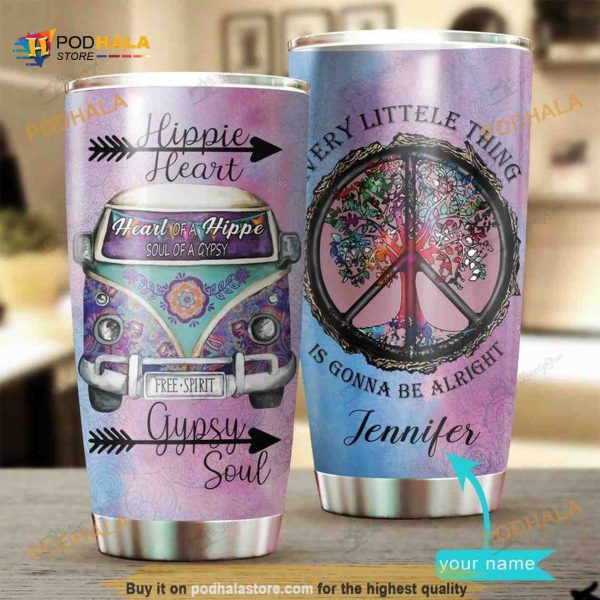 Personalized Name Hippie Everything Gonna Be Alright Custom Coffee Tumbler