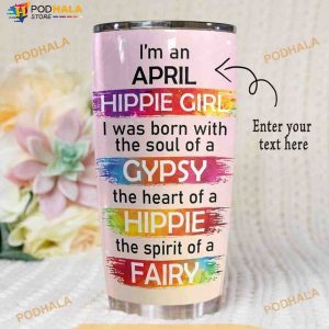 Personalized Name Hippie Girl Gift Travel Tumbler, Hippe Gift