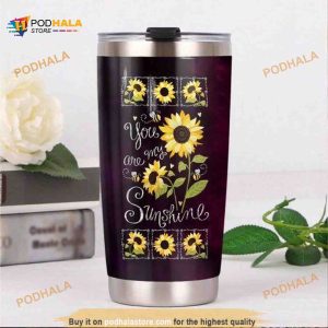 Personalized Name Hippie Sunflower You Are My Sunshine Travel Tumbler, Hippe Gift