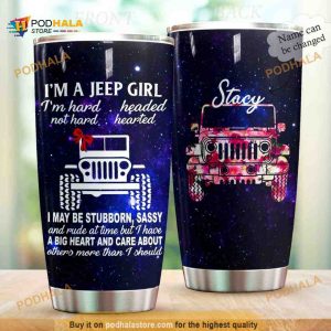 Personalized Name Jeep Girl Gift For Lover Travel Custom Coffee Tumbler All Over Print