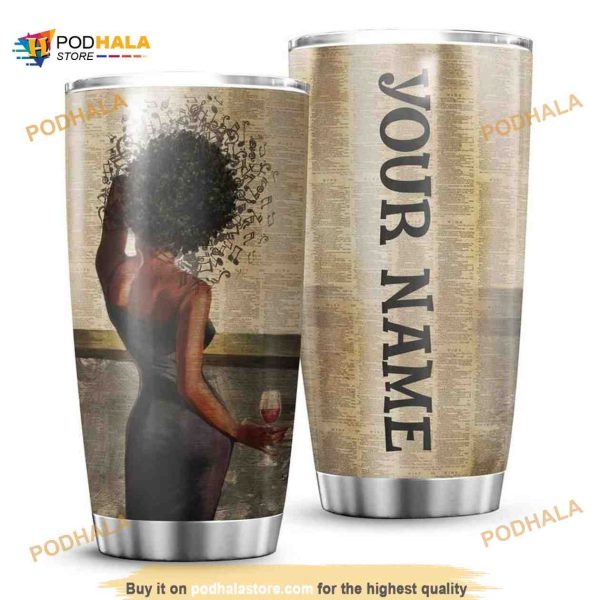 Personalized Name Just A Girl Who Loves Wine And Music Custom Coffee Tumbler