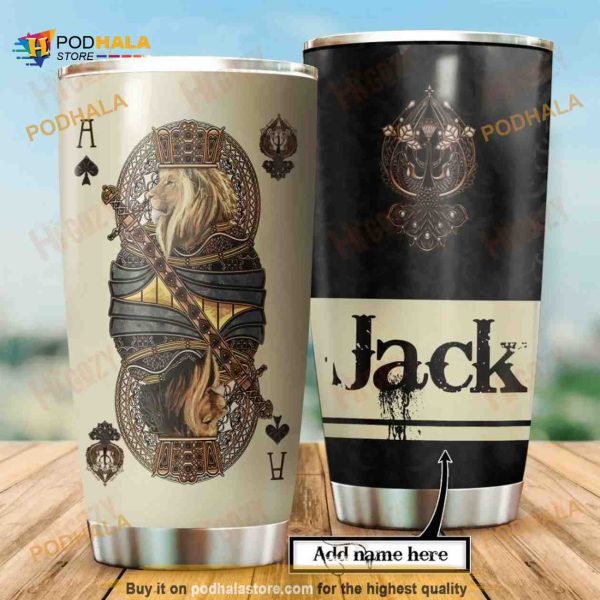 Personalized Name Lion A Card Gift Travel Custom Coffee Tumbler