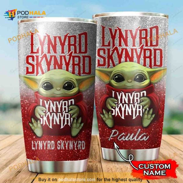 Personalized Name Lynyrd Skynyrd Baby Yoda Star Wars Disney Custom Coffee Tumbler