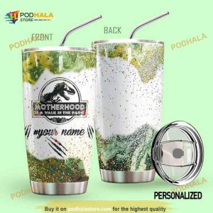 Personalized Name Motherhood Dinosaur Walk In The Park Custom Coffee Tumbler