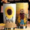 Personalized Name Sunflower Girl Gift For Lovers Travel Custom Coffee Tumbler