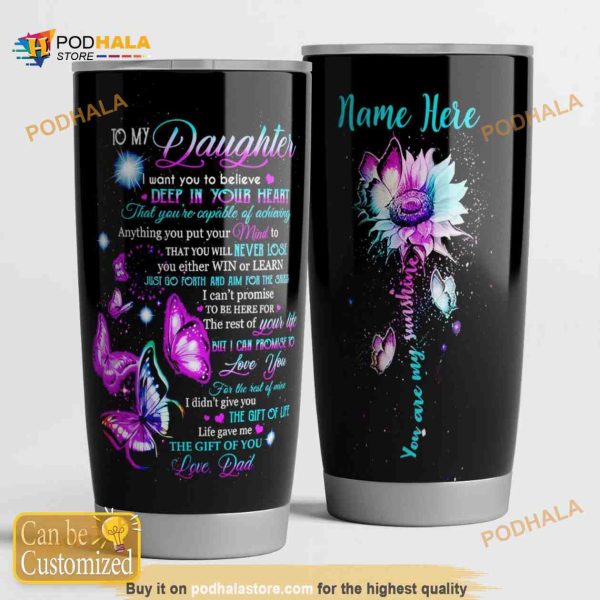 Personalized Name To My Daughter Gift For Lover Travel Custom Coffee Tumbler